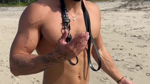 Sexy hunk on beach