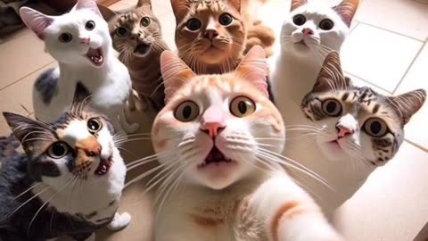 cat's taking selfie wid his gang🐱❤