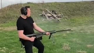 Elon Musk infuriates liberals hip-firing his enormous Barrett .50-caliber machine gun