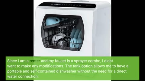 Hermitlux Countertop Dishwasher, 5 Washing Programs Portable Dishwasher With 5-Liter Built-in Water