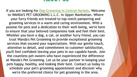 If you are looking for Dog Grooming in Central Harlem