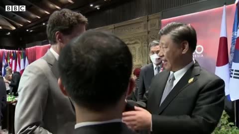 China and Canada leaders caught having tense exchange on camera BBC News