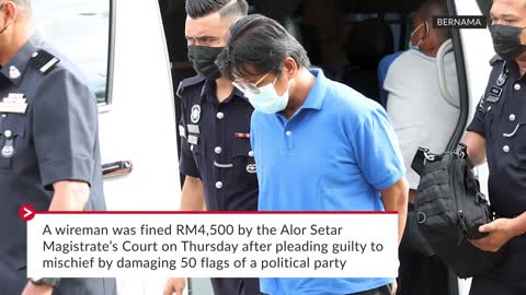 Wireman fined RM4,500 for damaging campaign flags of political party