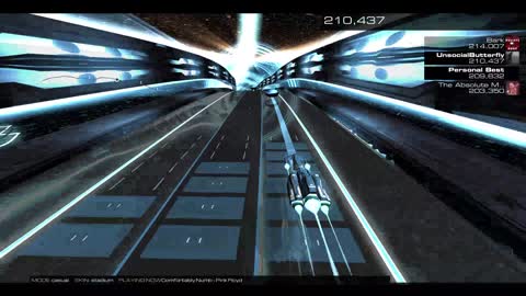 Audiosurf 2 "Comfortably Numb", by Pink Floyd.