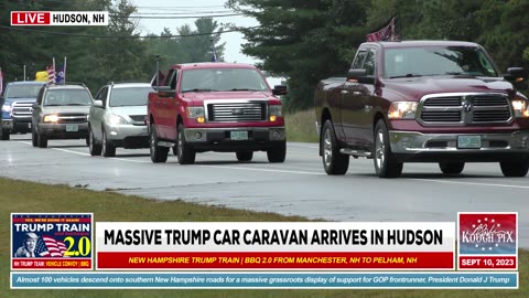 NH4TRUMP - TRUMP TRAIN | BBQ 2.0 DRIVES THRU HUDSON, NH