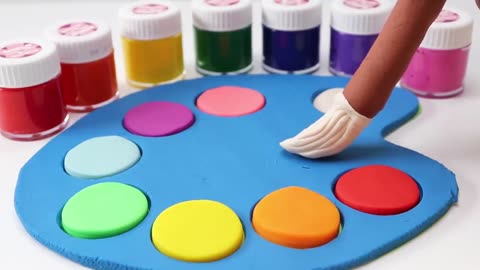 DIY How to Make Rainbow Art Palette and Color Brush with Play Doh