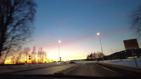 DRIVETHROUGH DURING SUNSET IN WINTER #DRAMMEN #NORWAY - NO MUSIC - 4K NATURE