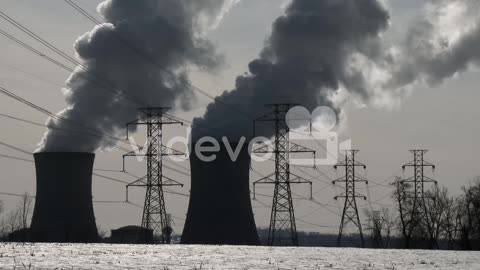 Smoke rises from the nuclear power plant at Three Mile Island, Pennsylvania.