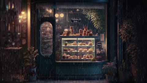 Rainy Night Cafe Ambience