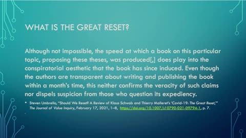 What is The Great Reset? Presentation by Dr Michael Rectenwald