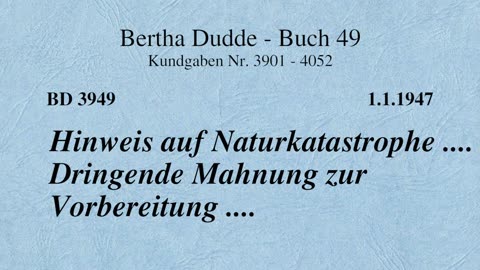 BD 3949 - HINWEIS AUF NATURKATASTROPHE .... DRINGENDE MAHNUNG ZUR VORBEREITUNG ....