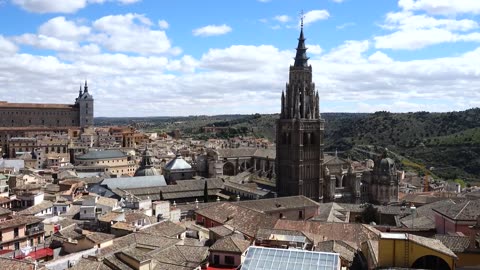 Pan shot of the cathedral of Saint Marie