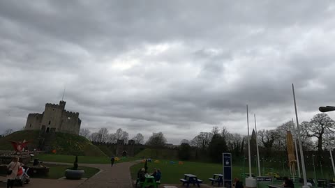 Walking away from Cardiff castle. March 2021