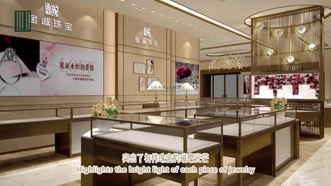 High-end jewelry store interior space design & showcases manufacturing project