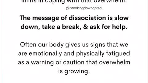 Dissassociation * The Emotional and Physical Signs and Symptoms