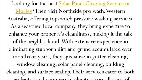 Get the best Solar Panel Cleaning Service in Morley