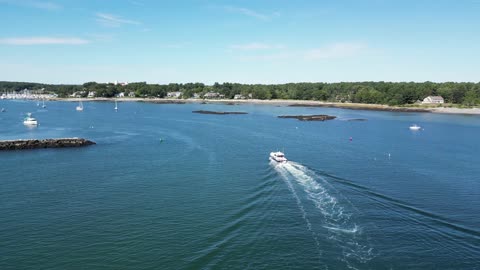 Rocky Harbor Boats Ocean Drone Footage