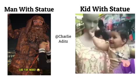 Man With Statue Vs Kids With Statue #viralmemes #memes