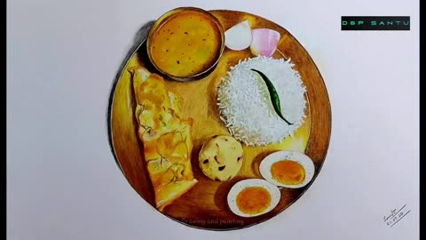 BENGALI FOOD DRAWING BY COLOR PENCIL