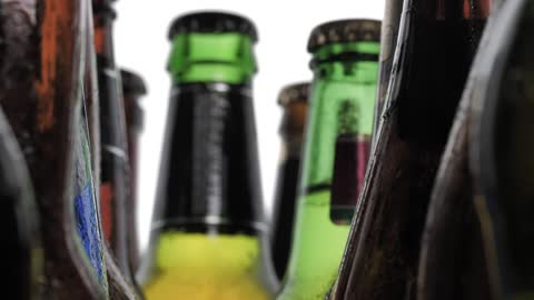 Various glass bottles viewed in detail