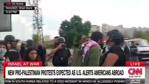 "You are not welcome here, genocide supporters! F*** CNN!"