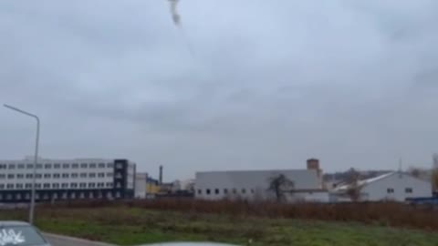 Another angle of a Ukrainian air defense system hitting a Russian cruise missile