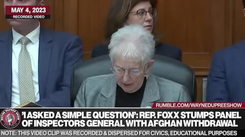 Rep. Foxx Stumps Panel Of Inspectors General With Afghan Withdrawal