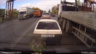 Reckless Truck Driver Causes Accident At Pedestrian Crossing