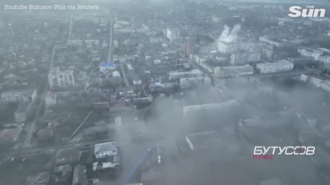 Drone video shows battle raging between Russia and Ukraine in Bakhmut