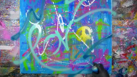 Colorful Pop Art / Abstract Painting Demo With Stencils | Peace