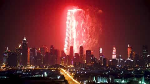Dubai Fireworks Skyline