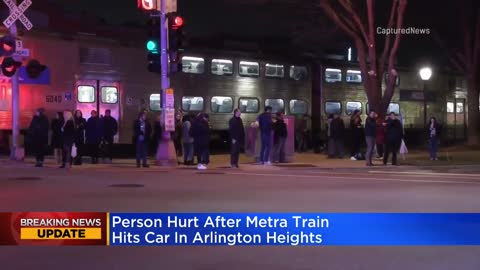 Person hurt after Metra train hits car in Arlington Heights