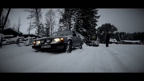 Volvo 740 snow drifting in sweden furudal