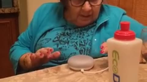 Italian grandmother learning to use Google home