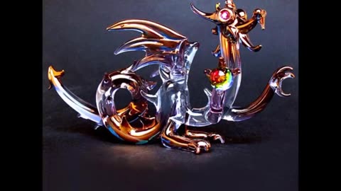 THIS MY Dragon STORY OF Medieval Hand Blown Glass Figurine Crystal Gold