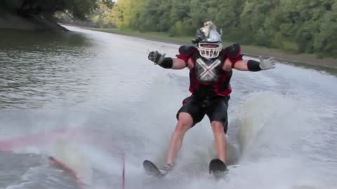 Gladiators fighting Asian Carp on Water Skis
