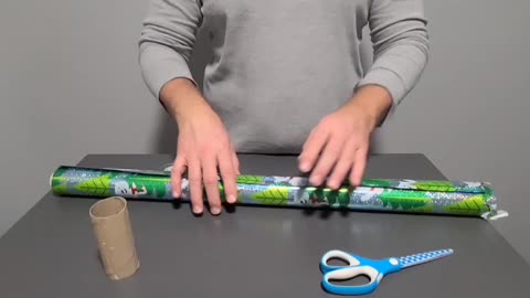 How to Secure Wrapping Paper with a Toilet Paper Roll