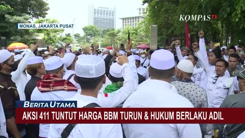 Aksi 411 di Patung Kuda Tuntut Harga BBM Turun dan Hukum Berlaku Adil!