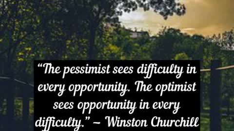 The pessimist sees difficulty in every opportunity Winston Churchill