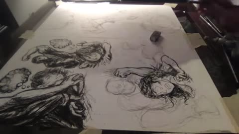 Time lapse: Charcoal art for pages 98-99 in 14 minutes