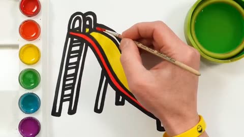 Slide Playground Drawing, Painting and Coloring for Kids, Toddlers | Let's Draw, Paint Together