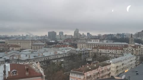 Air raid sirens ring in centre of Kyiv