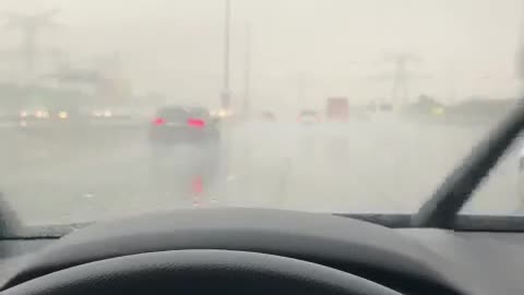 United Arab Emirates Beautiful Raining Car Driving