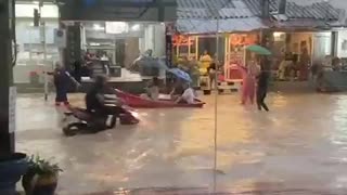 Heavy floods due to extreme rains in the Phuket of Thailand
