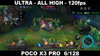 POCO X3 PRO 6128 2 1080pFHR with League of Legends Wild Rift High Ultra Settings 120 fps