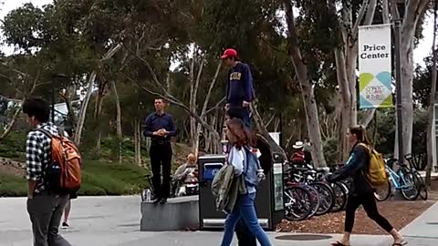 UCSD Student trolls homophobic preacher on campus