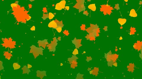 Leaves falling on autono green background
