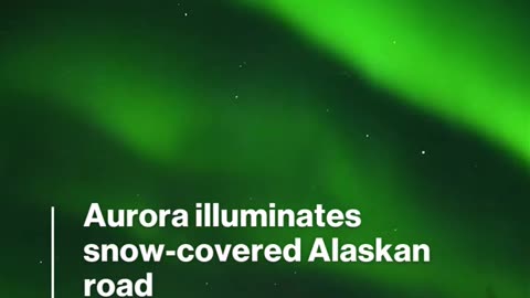Aurora illuminates snow-covered road in NES Alaska Witteman via Storyful