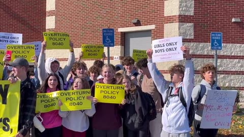 Students hold a large walkout to protest men being allowed in women’s bathrooms & locker rooms