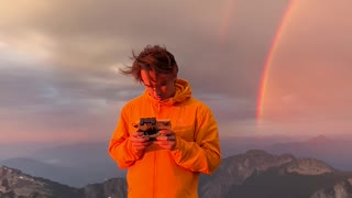 Huge Rainbow Seen from Fire Lookout Cabin